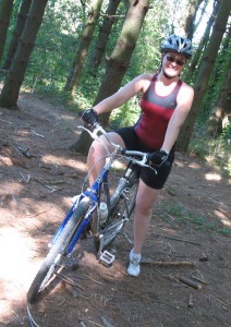 Riding through a pine tree forest