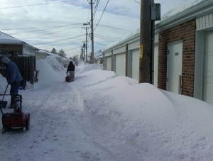 Lots of snow in the alley