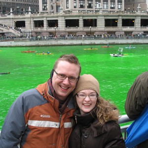 Steve & Amy with a GREEN Chicago River
