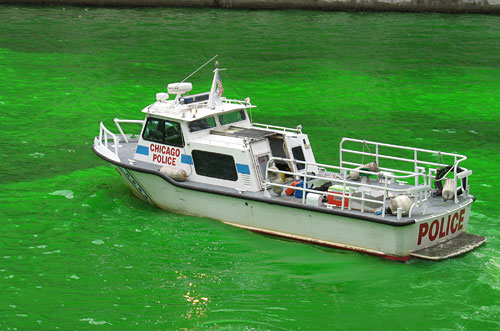 Cops patrolling on emerald waters