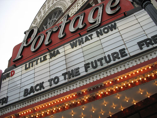 The Portage Theater marquee