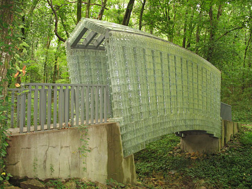 Bridge made of glass blocks on the Sculpture Trail