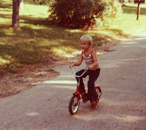 Steve rides in 1980