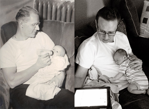 Time Machine: Steve's Grandpa/Mom on the left, Steve/Wesley on the right