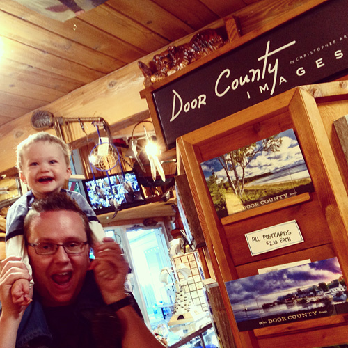 Checking out the "Door County Images" display, featuring photo paintings by my friend Chris Arndt.